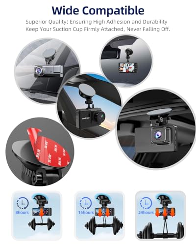 Double Sided Adhesive Sticky Pads for Dash Cam 4PCS, 2.83" Square & 2.2" Round Heat-Resistant Heavy Duty Mounting Tape Kit, Universal Car Windshield Sticker for GPS/DashCamera Suction Cup Mount