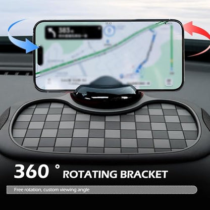 SLIMI 1 PC Multifunction Car Anti-slip Mat, Car Dashboard Phone Holder, Anti-slip Rubber Organizer Pad with Temporary Parking Numbe, Universal Dashboard Accessories, for Most Cars (Black #02)