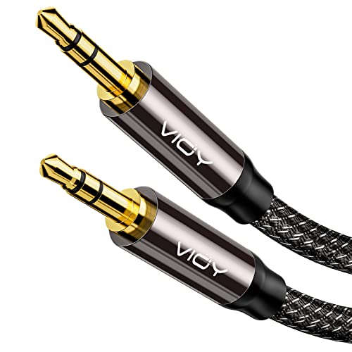 VIOY Aux Cable (6 ft), [Copper Shell, Hi-Fi Sound] 3.5 mm Male to Male Braided Auxiliary Cord Compatible with Headphone, Smartphone, Home/Car Stereo, Speaker, Echo & More