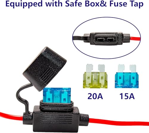 BFXM 10AWG 3.3FT SAE Connector Extension Cables with 15& 20A Fuse - color: 10awg3.3ft*1