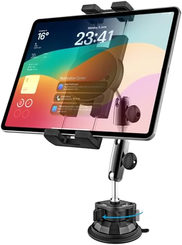 Heavy-Duty Dashboard Tablet Mount for Truck & Car, Wobble-Free Metal Arm