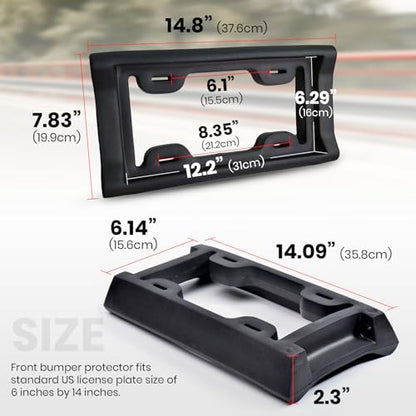 AR-PRO Ultimate License Plate Bumper Guard Screws Included - 2.3" Thick Rubber License Plate Mount Protects Bumper from Scratches and Dents - Universal Fit for Cars, Trucks, SUVs, and Vans - size: 1 Pack - Standard (2.3" Thick)