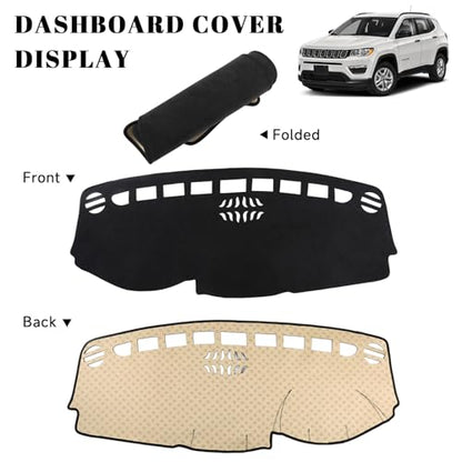 Black Dashboard Dash Board Cover Mat Carpet for Jeep Compass 2017-2021 Accessories Dash Cover Flannel Material Dash Mat Sunshade - size: for Jeep 2017-2021 Compass