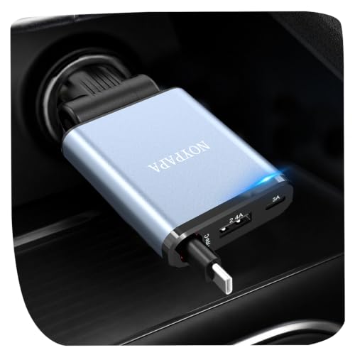 Retractable Car Charger, 63W Car Phone Charger with Cables Fast Charging, USB C Car Charger Adapter for iPhone 17 16 15 14 13 12, Samsung, Black