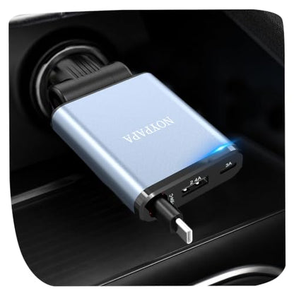 Retractable Car Charger, 63W Car Phone Charger with Cables Fast Charging, USB C Car Charger Adapter for iPhone 17 16 15 14 13 12, Samsung, Black