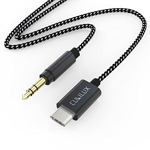 Cubilux USB C to 3.5mm Car Aux Cord with DAC for Galaxy S25/S24/S23/S22/S21 Ultra, Z Fold/Z Flip 7/6/5/4/3, iPhone 17/16/15, Type C 1/8" Male Stereo Speaker Cable, 6 Feet - color: Black, size: 6 Feet, Braided
