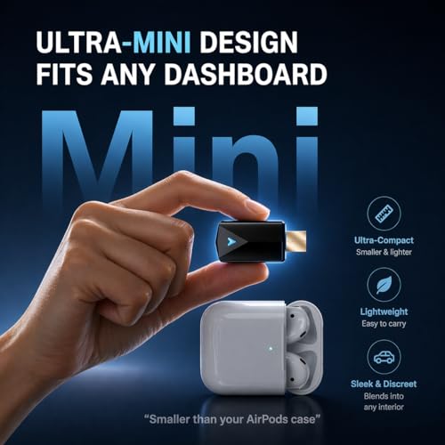 Wireless CarPlay Adapter– Android Auto Wireless Adapter, 5.8GHz Wi-Fi Plug & Play,Mini and Stable iOS 10+/Android 10+, Fast Auto-Connect for Cars 2016+ (1Pcs)
