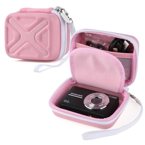 Digital Camera Case for AbergBest 21 Mega Pixels 2.7" LCD Rechargeable HD/Kodak Pixpro/Canon PowerShot ELPH 180/190/Sony DSCW800/DSCW830 Cameras, Travel Carrying Protective Case for Camera- Pink - color: Pink