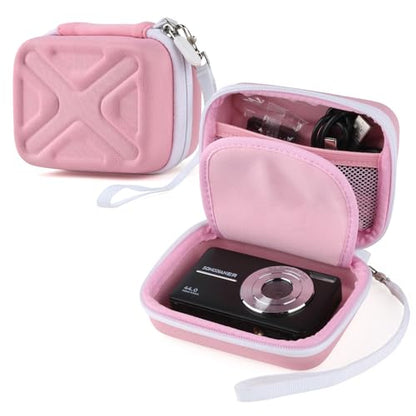 Digital Camera Case for AbergBest 21 Mega Pixels 2.7" LCD Rechargeable HD/Kodak Pixpro/Canon PowerShot ELPH 180/190/Sony DSCW800/DSCW830 Cameras, Travel Carrying Protective Case for Camera- Pink - color: Pink