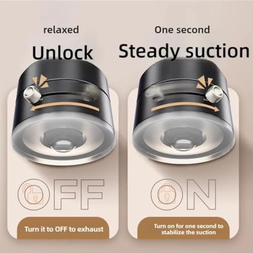 Oudvaker Foldable Magnetic Vacuum Phone Holder, 360° Electric Suction Car Mount, Double-Sided Swivel Stand for Car, Mirror, Gym, Kitchen, Hands-Free Portable Phone Holder (Black) - color: Black