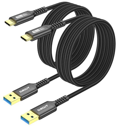 SUNGUY Android Auto USB C Cable, [2-Pack, 5FT] Braided 3A Fast Charging & 10Gbps Data Transfer USB C CarPlay Cable, for iPhone 17/16/15 Pro Max, Galaxy S22 S21 Note 20, Pixel 6 5 (Black) - color: Black, size: 5ft