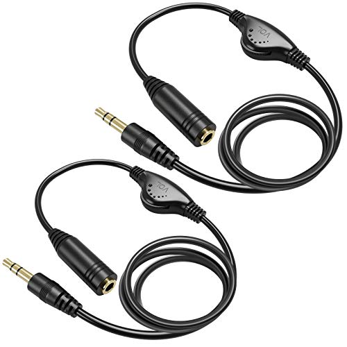 PChero 2 Packs 3.5mm Headphone Extension Cable with Volume Control, 3.3FT - size: 3.3 ft, 2 Packs