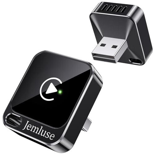 Jemluse Wireless CarPlay Adapter for Apple - Mini Size, Fast Stable Connection Convert Wired to Wireless Car Play Dongle for iPhone iOS 10+, Plug & Play for Cars from 2016+ w/USB-C(Onyx) - color: Onyx