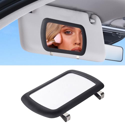 Car Visor Mirror Sun Visor Vanity Mirror, Clip-on Mirror for Car Visor Makeup Sun-Shading HD Mirror, Universal Vehicle Cosmetic Rear View Vanity Mirror with Clips for Women Girls, Black