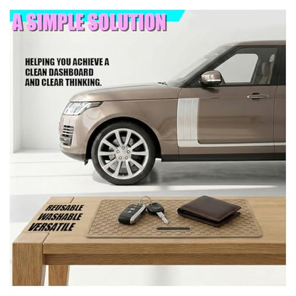 Car Dashboard Anti-Slip Pad, 10.6" × 5.7" Universal Sticky Gripping Mat, Multifunctional Automotive Interior Cell Phone Holder for Sunglasses, Keys, Coins, GPS, Electronic Devices (Beige) - color: Beige