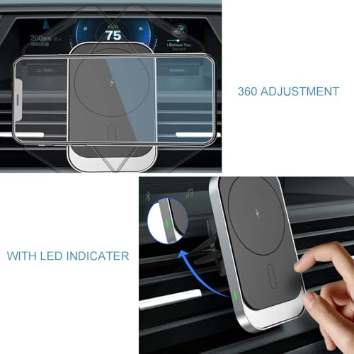 Wireless Charger Car Mount Air Vent Phone Holder, 15W Fast Charging Strong Magnetic Phone Holder for Car, Compatible with iPhone 16 15 14 Pro Max 13 Smartphone [2025 Upgraded]