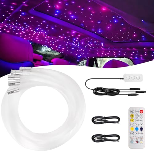 Split Headliner Star Light Kit, 1200pcs Ceiling Fiber Optic Lights APP/Remote Control Music Mode RGBW Sound Activated Easy to Hide for Car Roof Home Ceiling Lights - size: 1200pcs of 4.9ft(0.02+0.03in)