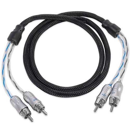 NVX® XIX21 3.28 ft (1 Meter) Oxygen Free Copper 2-Channel Double Twisted Pair X-Series Car Audio RCA Audio Interconnect Cable with Shielded Noise Reduction and Split-tip Silver-Plated Machined Ends - size: 2 Channel- 3 ft.