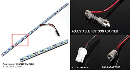 ICBEAMER 12" Red 18 SMDs 2835 LED Strip Light Universal Fit Car Trunk Cargo Area or Interior Illumination - color: Red