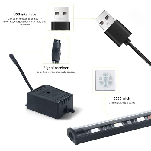 4In1 5050 SMD 48LED RGB Interior Car Strip Light Accessories Under Dash Lighting Footwell Ambient Lights Atmosphere Neon Lights Strip Kit with USB 20Key Controller for Car Truck ATV UTV RV