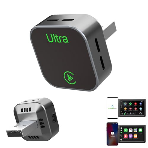 Wireless CarPlay Adapter, Upgraded Wired to Wireless for CarPlay & Android Auto, with Heat Dissipation Design, Plug and Play, Stable Connection & No Latency Black
