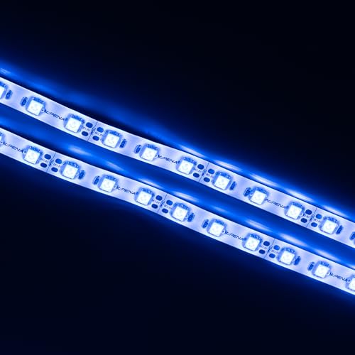 Alpena Max LED Light Strips (2 x 12) – 5053 SMD Chips, 80% More Light Output, Non-Yellow Diamond Clarity Coating, Flexible & Water-Resistant – Includes Genuine 3M VHB Tape, Blue - color: Blue