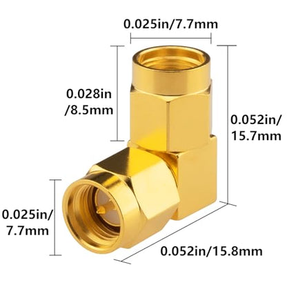 SMA Right Angle Adapter Upgraded SMA Male to RP-SMA Male 90 Degree Connector SMA Male RF Coaxial Connector Gold-Plated DC-18GHz for Radios, FPV Antenna, Networks 2PCS - size: SMA Male to RP-SMA Male 90 Degree