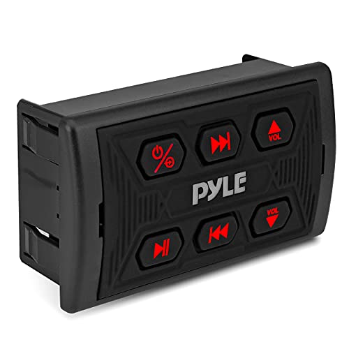 Pyle PLMRBTSQ1 Bluetooth Car Radio, Waterproof Marine Receiver, USB & AUX Inputs, IPX6 Rated, Universal Mounting, Includes 3.5mm Cable, Wireless Range 30ft