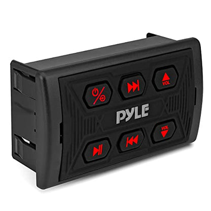 Pyle PLMRBTSQ1 Bluetooth Car Radio, Waterproof Marine Receiver, USB & AUX Inputs, IPX6 Rated, Universal Mounting, Includes 3.5mm Cable, Wireless Range 30ft