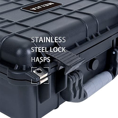 MEIJIA All Weather IP67 Waterproof Hard Camera Case,Hard Protective Case,Hard Case with Customizable Foam,Fit Use of Drones,Camera,Equipments,Pistols(Black,15.98x12.99x6.85inches) (Pack of 2) - color: Black, size: 15.98x12.99x6.85inches (Pack of 2)