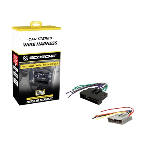 Scosche FD02B Stereo Wiring Harness Compatible with Select Non-Amplified 1985-2004 Ford, Lincoln, Mazda, Mercury and Nissan Vehicles - Car Stereo Harness - Check Vehicle List in Images for Your Model - style: Wire Harness Only