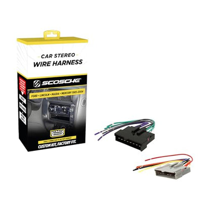 Scosche FD02B Stereo Wiring Harness Compatible with Select Non-Amplified 1985-2004 Ford, Lincoln, Mazda, Mercury and Nissan Vehicles - Car Stereo Harness - Check Vehicle List in Images for Your Model - style: Wire Harness Only