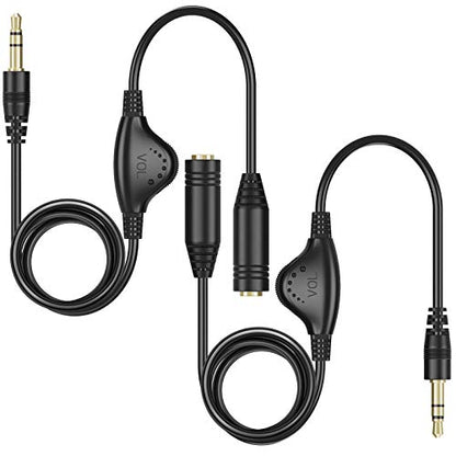 PChero 2 Packs 3.5mm Headphone Extension Cable with Volume Control, 3.3FT - size: 3.3 ft, 2 Packs