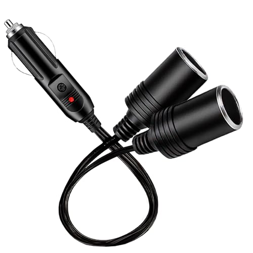 12V Car Cigarette Lighter Splitter, Dual Socket 1 to 2 Adapter, 18AWG Extension Cord with 10A Fuse, Vehicle Charger Power Adapter - color: cigarette lighter adapter01