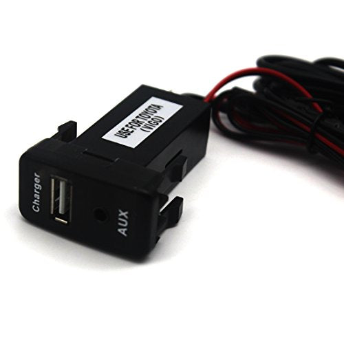 MOTONG Car USB Socket Port with 3.5mm AUX Socket for Toyota VIGO, Charges Devices like iPhone, iPad, Samsung, LG, Huawei