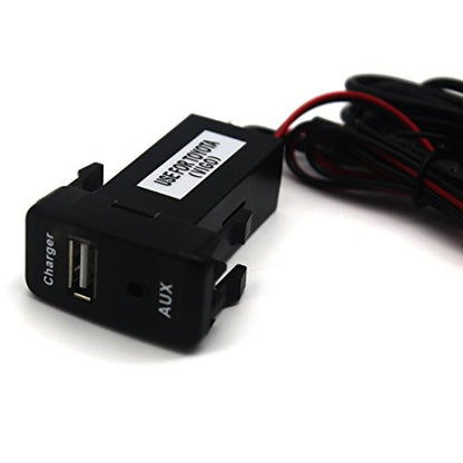 MOTONG Car USB Socket Port with 3.5mm AUX Socket for Toyota VIGO, Charges Devices like iPhone, iPad, Samsung, LG, Huawei
