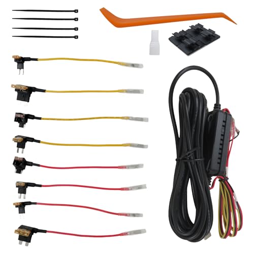 Hardwire Kit with 8pcs Full Set Circuit Fuse Taps Type-C Port Compatible with A329 Series A229 Series A119Mini2 A139Pro WM1 T130 Dash Cam, (Replacement for HK4)