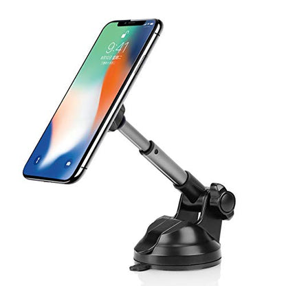Universal Magnetic Cradle Windshield Dashboard Cell Phone Mount Holder for Samsung Galaxy Z Flip 5G , Long Telescopic Arm Enhanced Gel Suction Cup