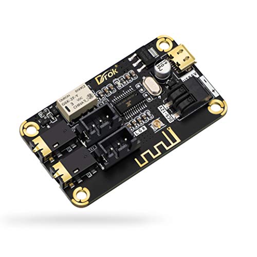 DROK Blue~Tooth Board, 12V Audio Receiver Blue~Tooth Module DC 5V-12V Portable Wire~Less Electronics Stereo Music Receive Circuit Chip with Micro USB Port for Headphone Speaker Home Sound System DIY