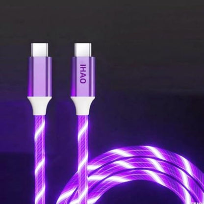 IHAO USB C to C Charger Cable PD Fast Charge and High Speed Sync Visible LED Current Flowing Compatible with All USBC Device-39Inches Purple - color: USB C TO C Purple