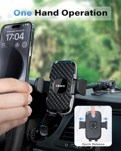 1Zero Solid Car Truck Phone Mount Holder with Thick Gooseneck Long Arm, Windshield Window Mobile Holders w/Industrial-Strength Suction Cup, Anti-Shake Stabilizer Compatible All Cell Phones, Black - color: Adjustable 8-Inch Gooseneck
