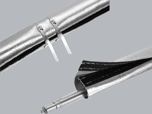 Automotive Heat Shield Sleeve, 1/2" x 10 Ft Aluminized Sleeving for Engine Bay, Exhaust Hose & Wiring Protection | High Temp Wrap with Hook & Loop | Includes 10 Stainless Steel Zip Ties - size: 1/2" I.D.x 10Ft