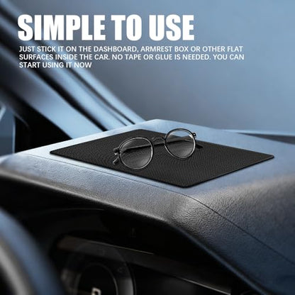 Car Dashboard Anti-Slip Mat, 10.6"×5.9" Universal Car Dash Sticky Rubber Mat, Non-Slip Car Magic Dashboard Sticky Adhesive Mat for Cell Phones, Keys, Coins, Sunglasses (Grid) - color: Grid