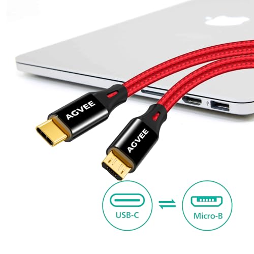 AGVEE 2 Pack 1ft USB-C to Micro USB Cable - color: Red, size: 1ft+1ft