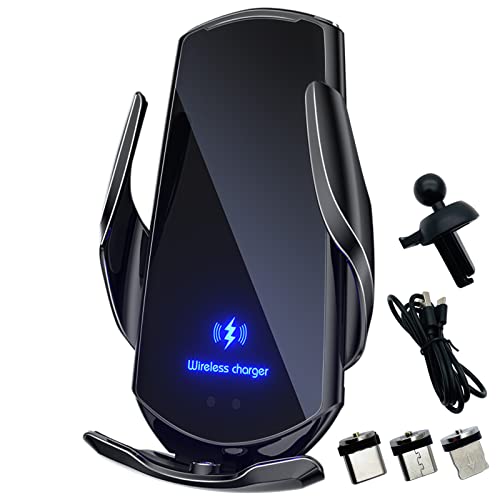 Wireless Car Charger Automotive Electric Induction 15W Wireless Charger Car Vent Mount Bracket Fast Charging Auto-Clamping Car Phone Holder Mount Air Vent Phone Holder Black… - color: Black