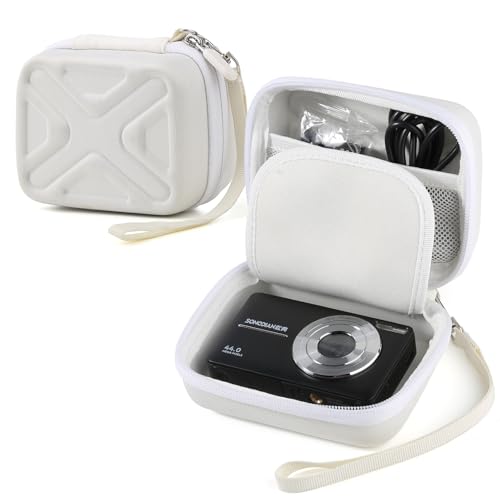Digital Camera Case for AbergBest 21 Mega Pixels 2.7" LCD Rechargeable HD/Kodak Pixpro/Canon PowerShot ELPH 180/190/Sony DSCW800/DSCW830 Cameras, Travel Carrying Protective Case for Camera - White - color: White