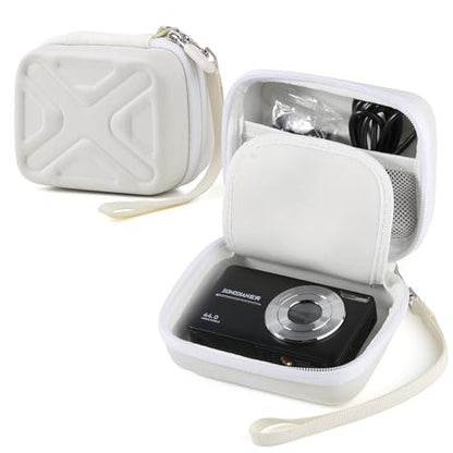 Digital Camera Case for AbergBest 21 Mega Pixels 2.7" LCD Rechargeable HD/Kodak Pixpro/Canon PowerShot ELPH 180/190/Sony DSCW800/DSCW830 Cameras, Travel Carrying Protective Case for Camera - White - color: White