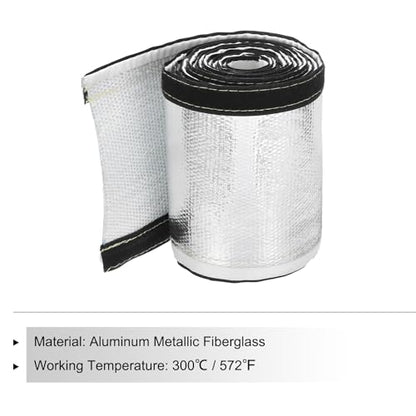 MECCANIXITY 1.5mm Heat Shroud Aluminized Sleeving 1 1/2" ID x 10FT Aluminum Metallic Fiberglass Heat Shroud for Fuel Lines Cables Electrical Wiring - size: 1 1/2" ID x 10FT