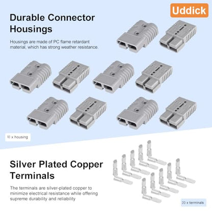 175A Battery Quick Disconnect Connecteur, 600V Wire Harness Connector Plug for Cars, Trailers, Motors, and Electronics Maintenance(10PCS Grey 2AWG) - size: 10PC 2AWG