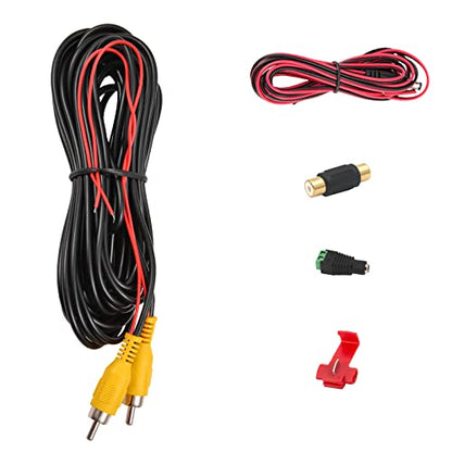 DALLUX Backup Camera RCA Video Cable,CAR Reverse Rear View Parking Camera Video Cable with DC Power Cable & RCA Connector, DC Power Adapter, Cable Clip (33FT/10 Meters) - size: RCAC01/33ft